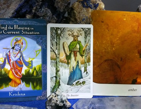 The Cards: Ascended Masters by Doreen Virtue, Ph.D.; The Crystal Oracle by Toni Carmine Salerno; The Wildwood Tarot by Mark Ryan, John Matthews and Will Worthington;