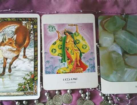 The Cards: The Goddess Oracle by Amy Sophia Marashinsky; The Crystal Oracle by Toni Carmine Salerno; The Druid Animal Deck by Philip and Stephanie Carr-Gomm, illustrated by Will Worthington.