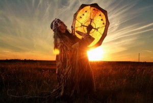 Tuvan Shaman Drumming in Sunrise