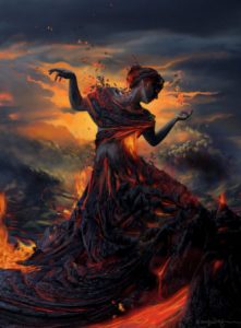 woman lava fire dance