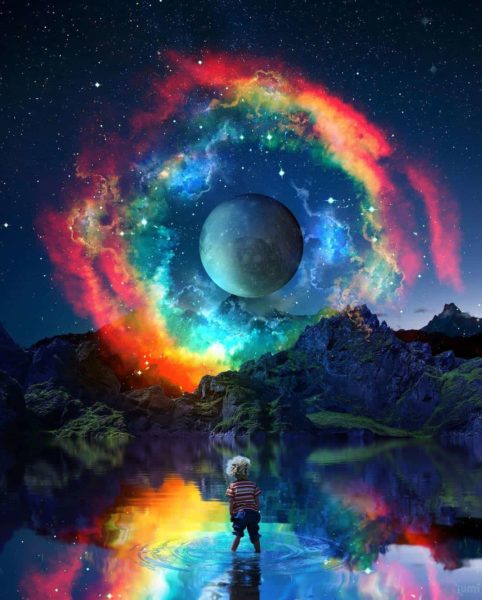 Trickster energy Halloween Blue Full Moon