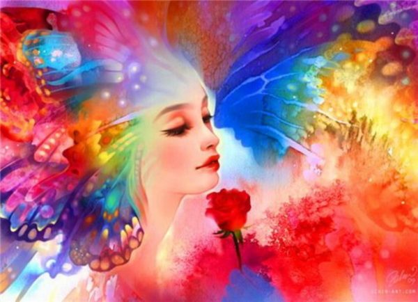 Rainbow Woman with Rose