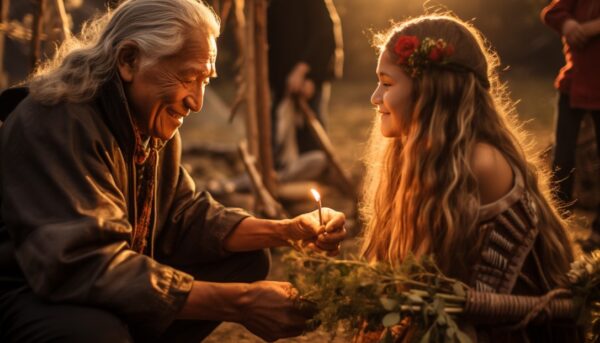 Elder gifting the next generation in ceremony