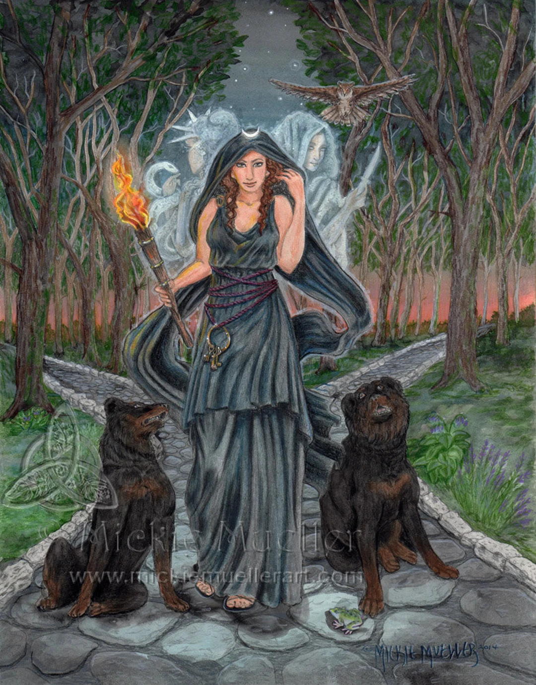 Shamanic Goddess Circle meeting Hecate art by Micki Mueller Studios