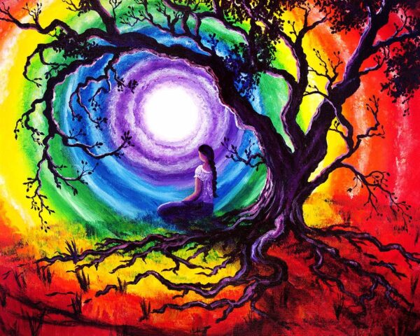 by Laura Duvet art Shamanic Master Journey 2303 Woman Tree Meditation