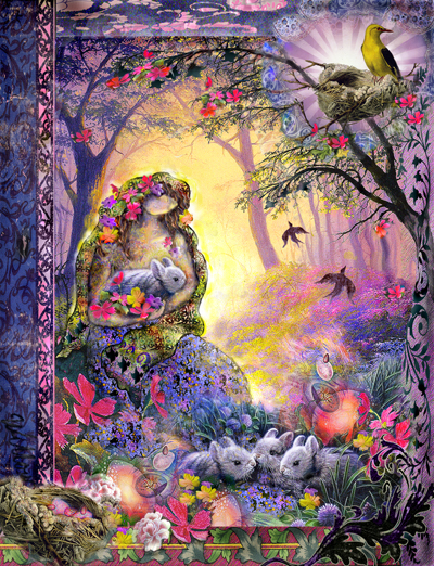 Ostara Blessings - Spring Equinox at the Tree of Life. Art by Willow Arleenea